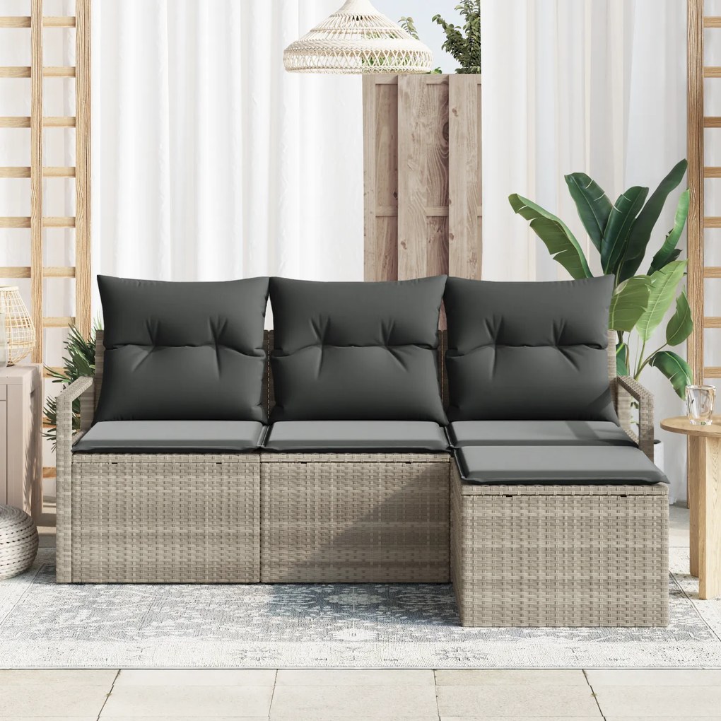 Conjunto de Sofá de Jardim vidaXL de 4 peças com Almofadas Cinza Claro