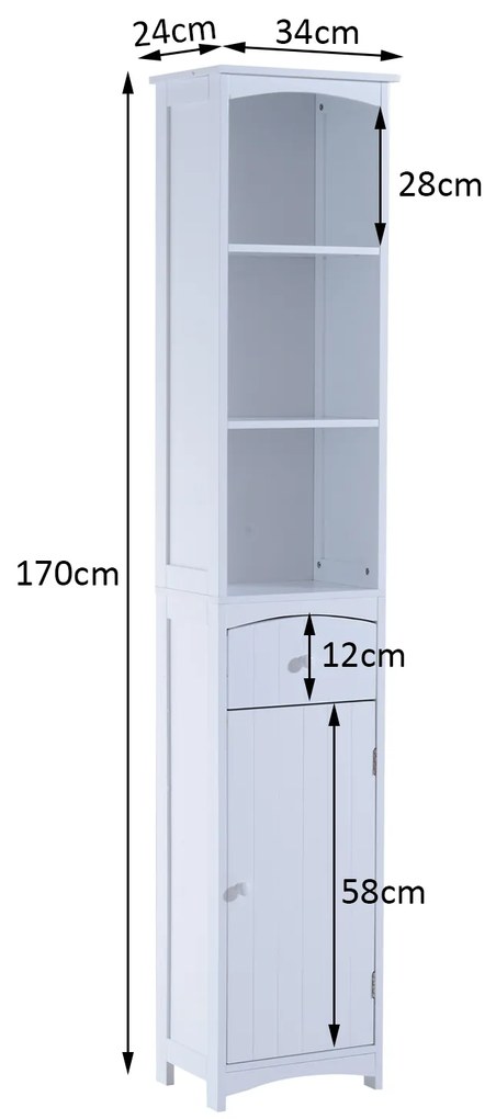 Armário Polivalente – Cor: branco - Madeira – 34 x 24 x 170 cm