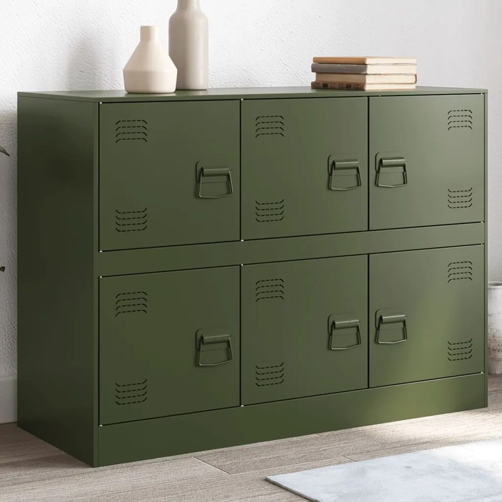 vidaXL Aparador 99x39x73 cm aço verde azeitona