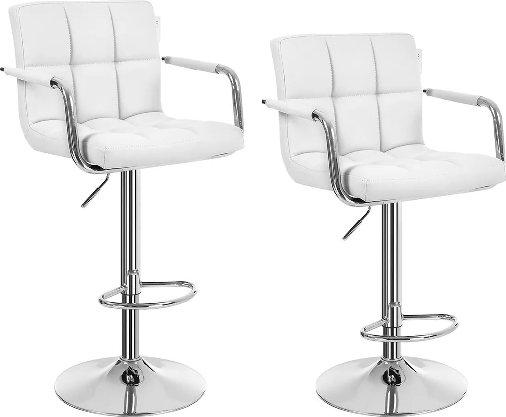 Conjunto 2 Bancos de bar com braços 2 pcs branco