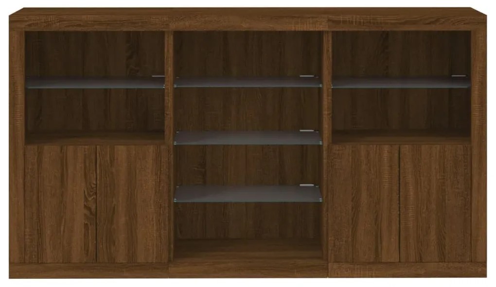 Aparador com luzes LED 181,5x37x100 cm carvalho castanho