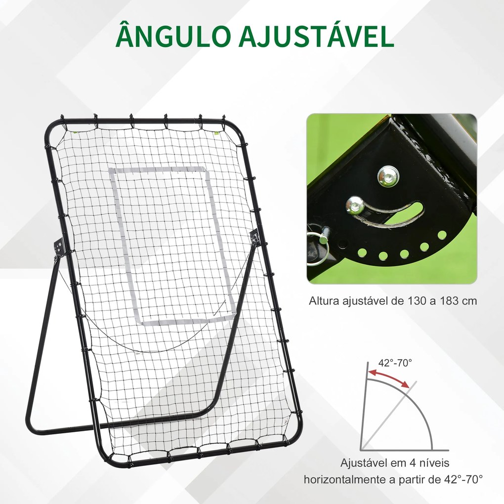 Rede de Rebote Dobrável de Metal com 4 Ângulos e Altura Ajustável para
