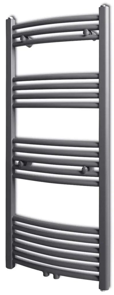 141899 vidaXL Aquecedor toalhas casa de banho curvo 500 x 1160 mm cinzento