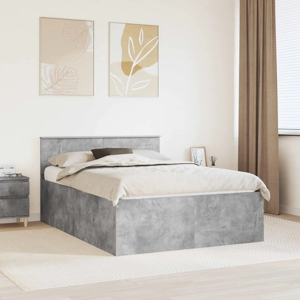 vidaXL Estrutura da Cama Cinzento 150 x 200 cm Madeira processada