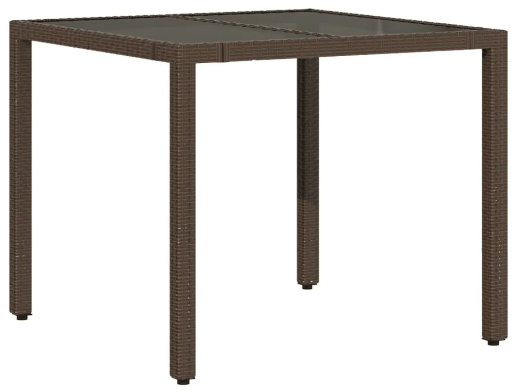 3 pcs conjunto bistrô de jardim c/ almofadões vime PE castanho