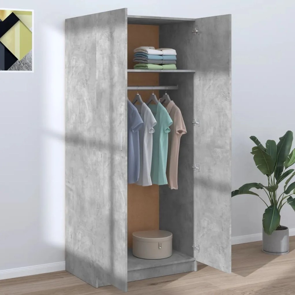 Roupeiro 80x52x180 cm derivados de madeira cinzento cimento