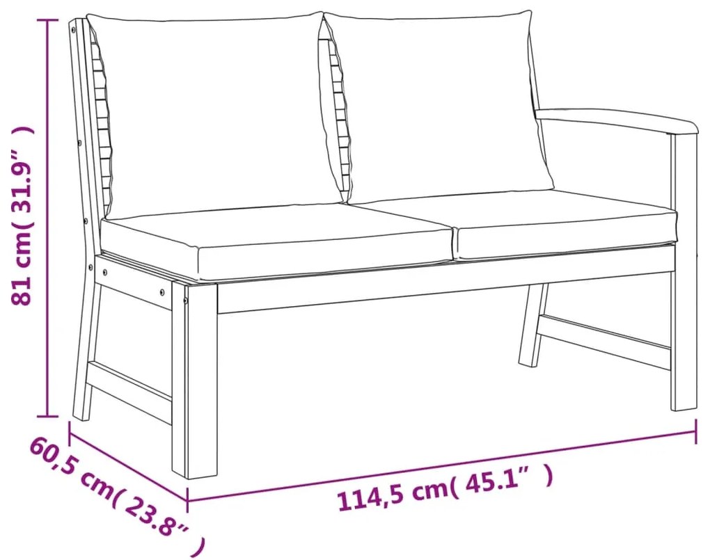 7 pcs conjunto de jantar p/ jardim c/ almofadões acácia maciça