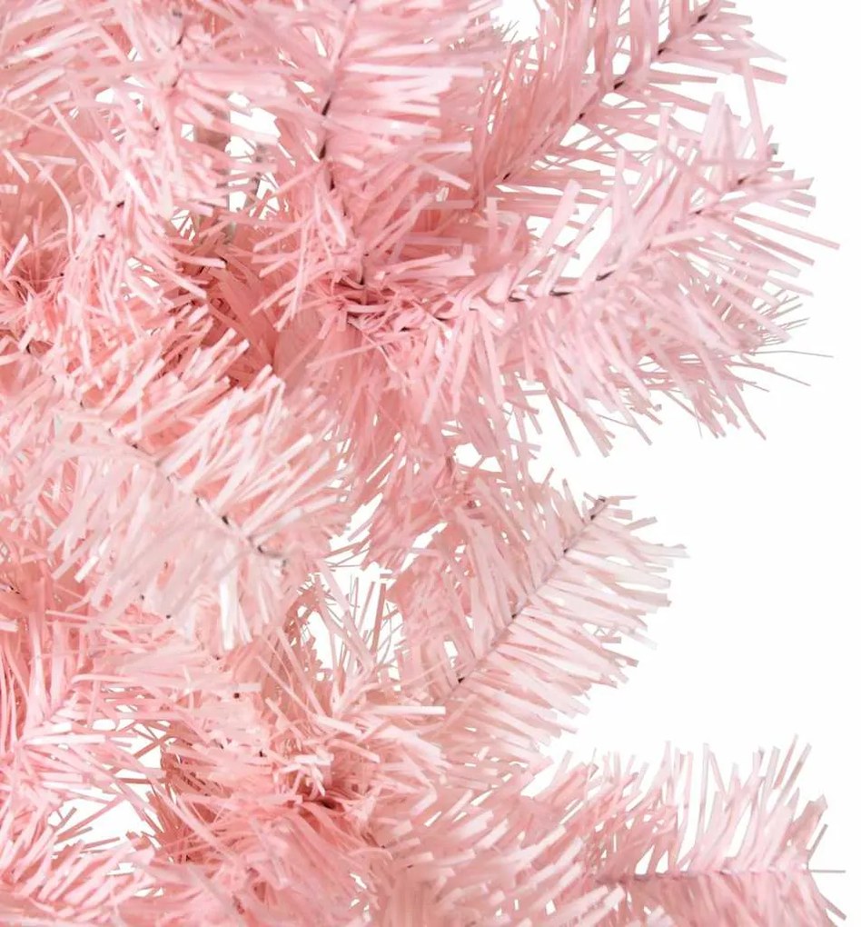 Meia árvore de Natal fina com suporte 240 cm rosa