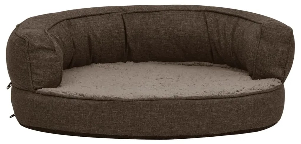 Cama para cães ergonómica 60x42cm aspeto linho pelúcia castanho