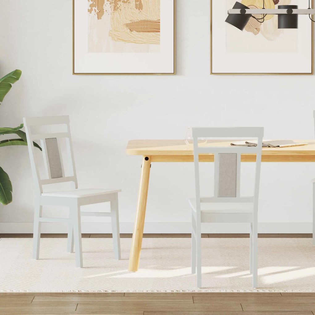 vidaXL Cadeira de jantar 2 pcs Branco Madeira de Borracha Sólida