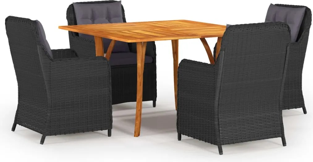 vidaXL 5 pcs conjunto de jantar para jardim preto