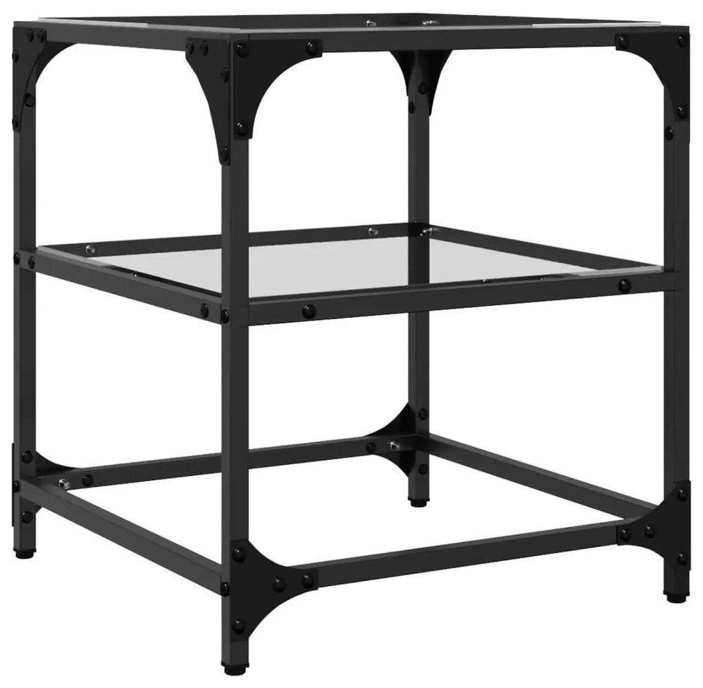 Mesas de centro c/ topo vidro transparente 2 pcs 40x40x45cm aço