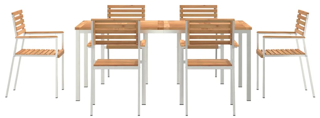 Conjunto de Jantar de Jardim vidaXL de 7 Peças de Madeira Sólida de Te
