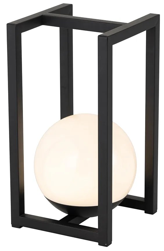 Candeeiro de mesa de exterior preto com LED e toque recarregável - Nowi Moderno