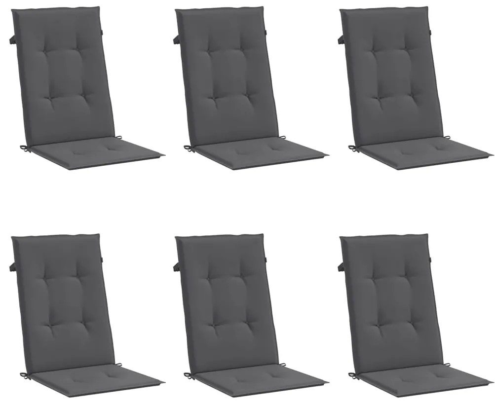 Almofadões para cadeiras altas de jardim 6 pcs tecido antracite