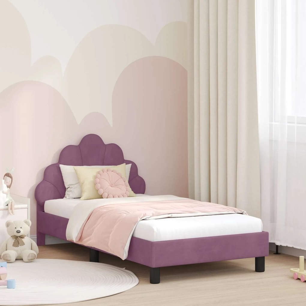 vidaXL Estrutura de Cama Infantil com Cabeceira Roxo 80 x 160 cm