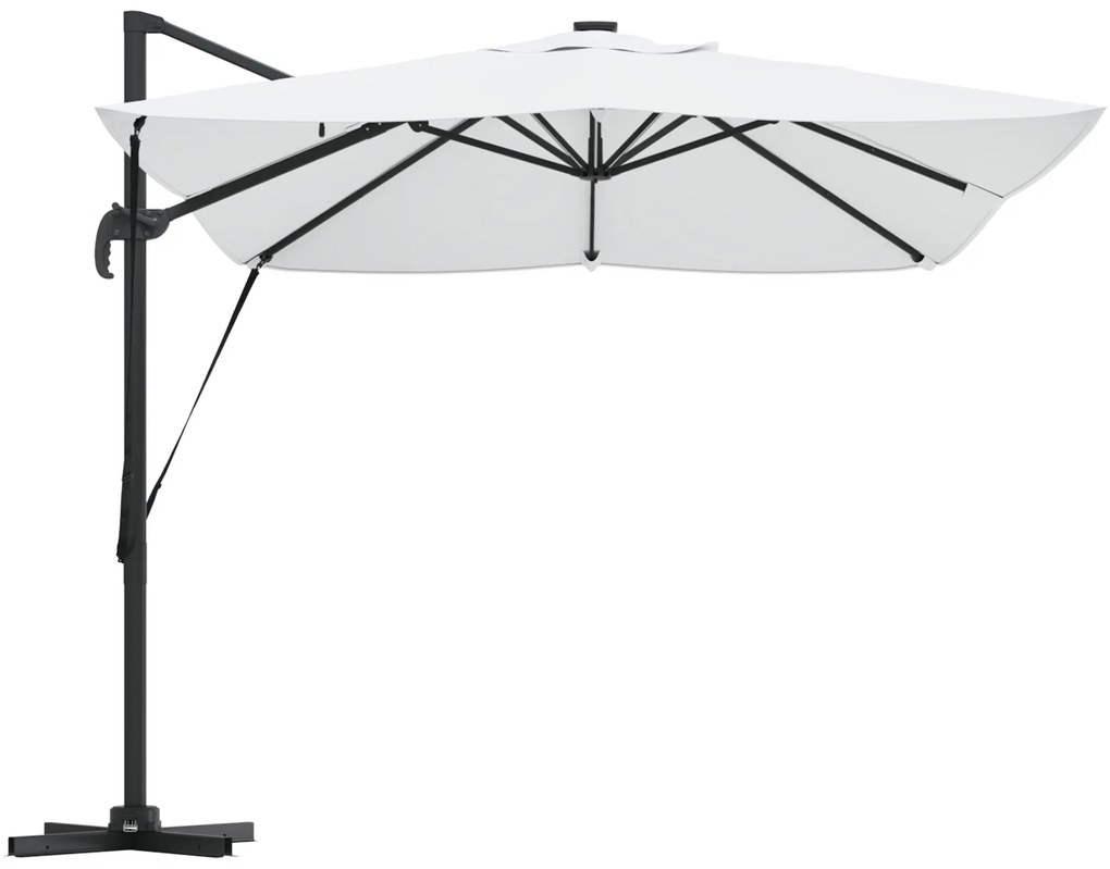 Guarda-Sol Roma de Braço Articulado com LEDs Bege 352x251x265 cm Alumí