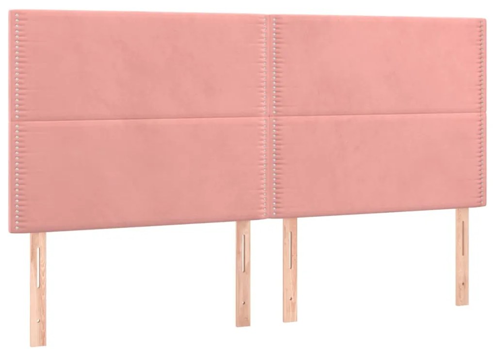 Cabeceira de cama c/ luzes LED veludo 160x5x118/128 cm rosa
