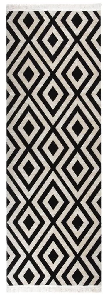 vidaXL Tapete de exterior tecelagem lisa 80x250 cm preto e bege