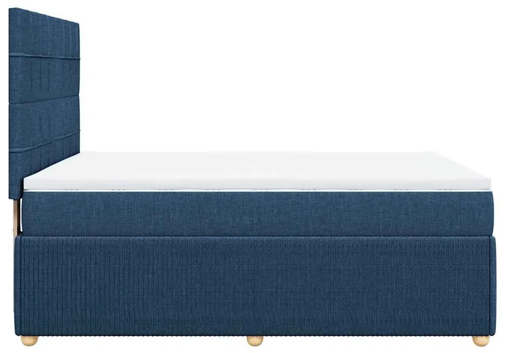 Cama com molas/colchão 160x200 cm tecido azul