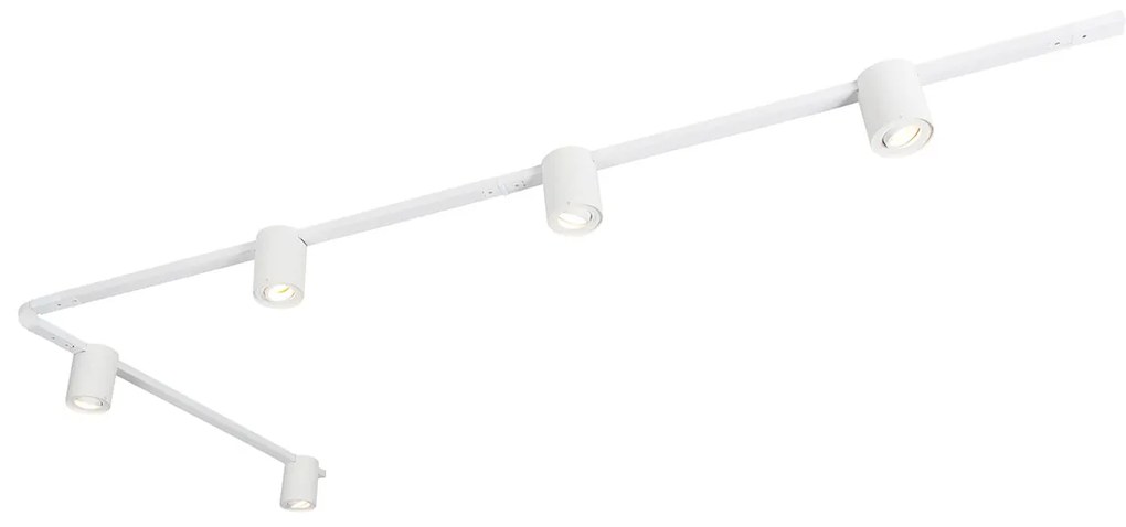 Sistema de calhas moderno branco com 5 focos monofásicos - Rondoo Up Moderno
