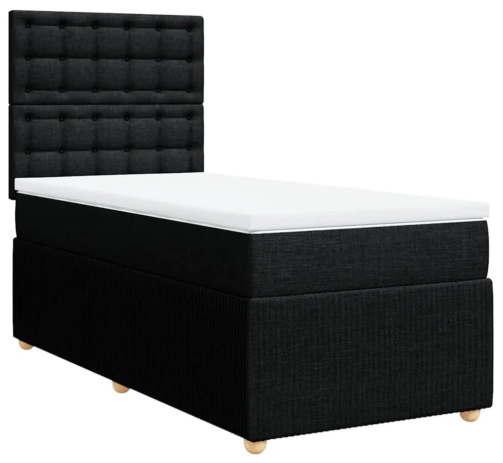 Cama com molas/colchão 80x200 cm tecido preto