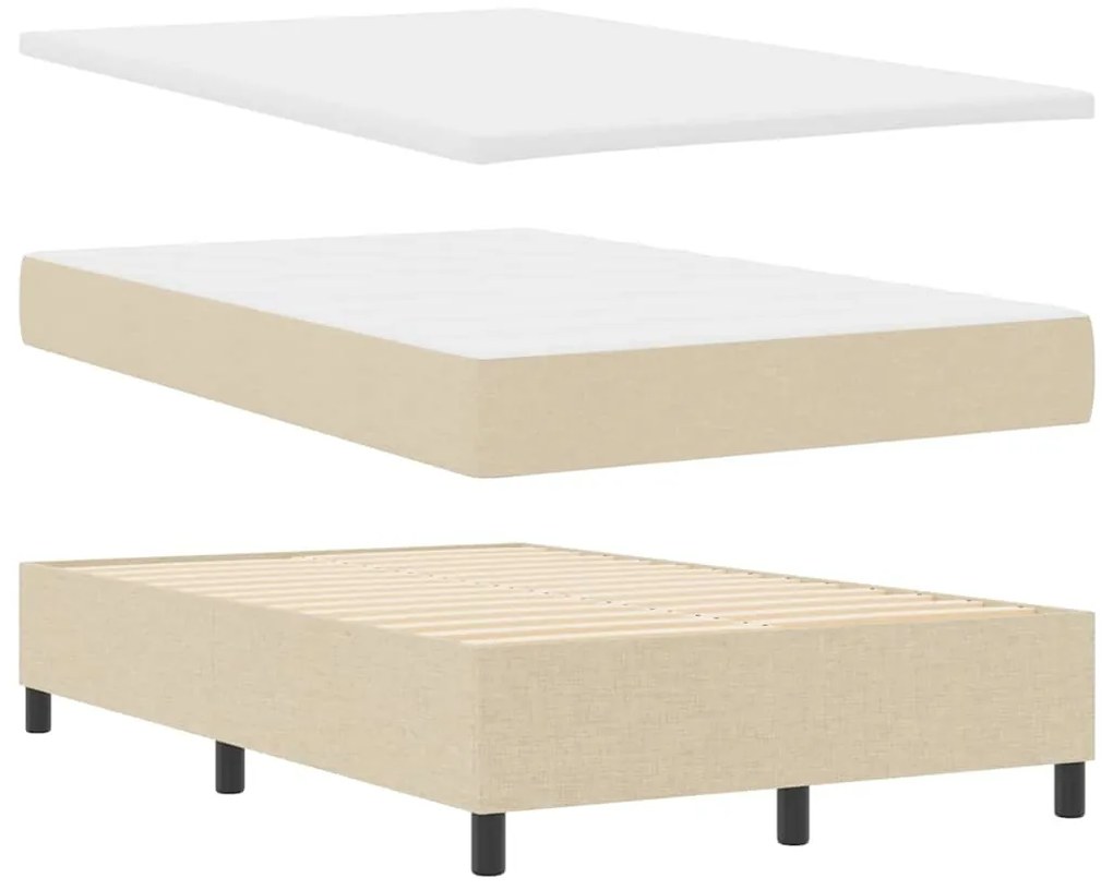 Cama Box com Colchão &amp; Banco Creme 120x200 cm Tecido