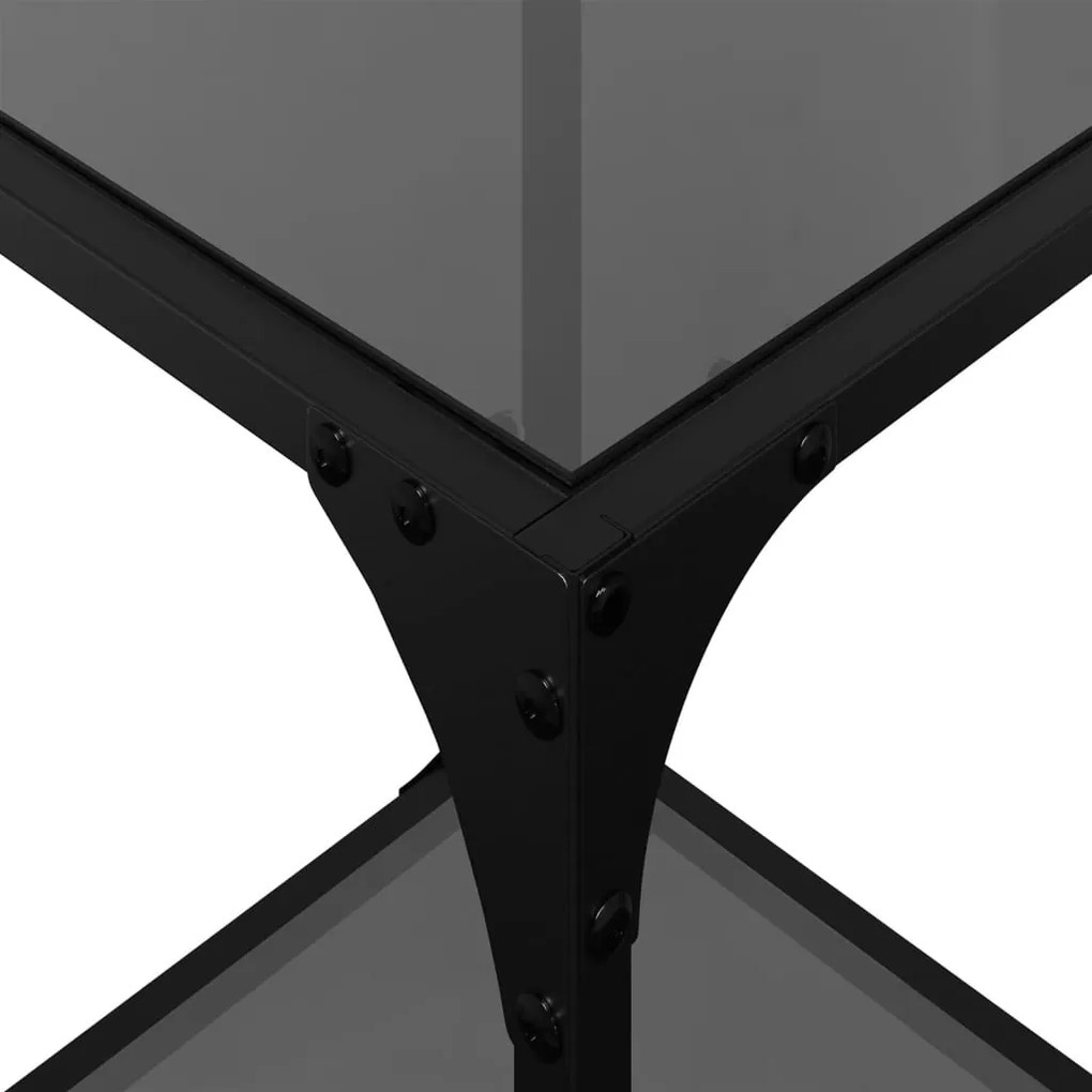 Mesas de centro c/ topo em vidro preto 2 pcs 30x30x40 cm aço