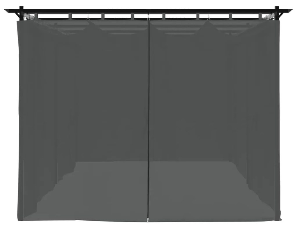 Gazebo com cortinas 6x3 m aço antracite