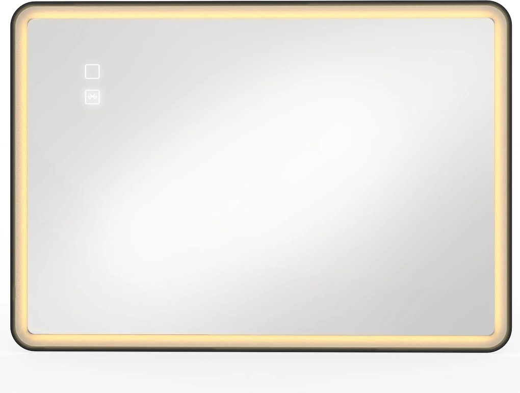 HOMCOM Espelho de Banheiro LED Bluetooth Antiembaçamento 100x70 cm Preto | Aosom Portugal
