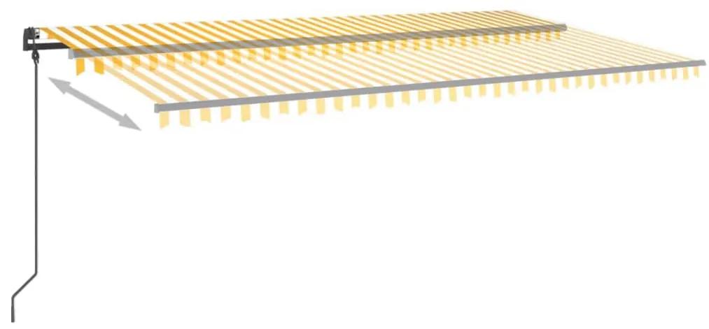 Toldo autom. c/ LED e sensor de vento 6x3,5 m amarelo e branco