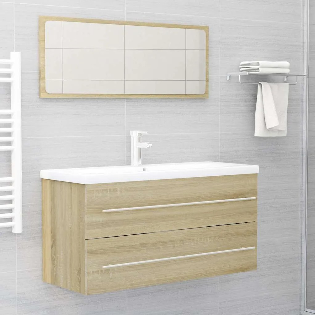 vidaXL 2 pcs conj. móveis casa banho derivados madeira carvalho sonoma