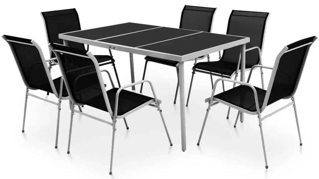 Conjunto de jantar para jardim 7 pcs preto