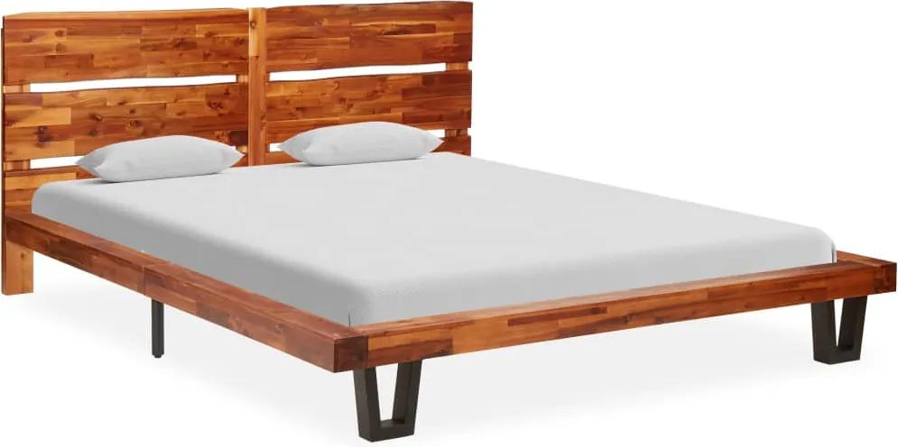 Estrutura de cama c/ aresta viva madeira de acácia maciça 160 cm