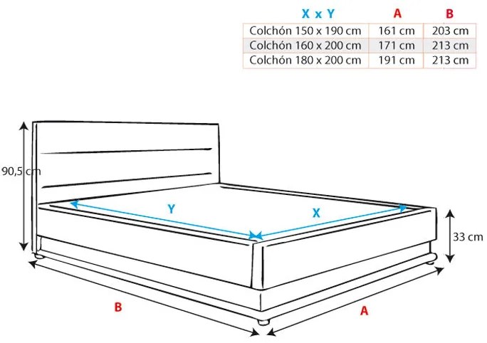 Cama Hidráulica com Arrumação "Naomi" - 160x200 cm - Preto - Polipele
