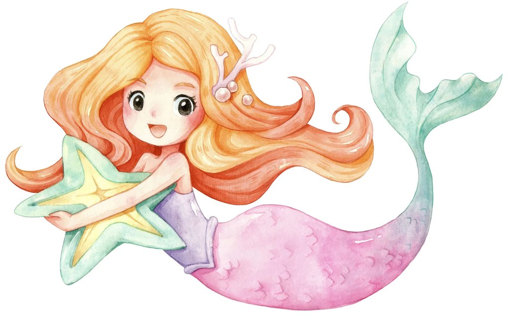 Cama infantil ANNA branca 140x70 - sereia - colchão e estrado incluído