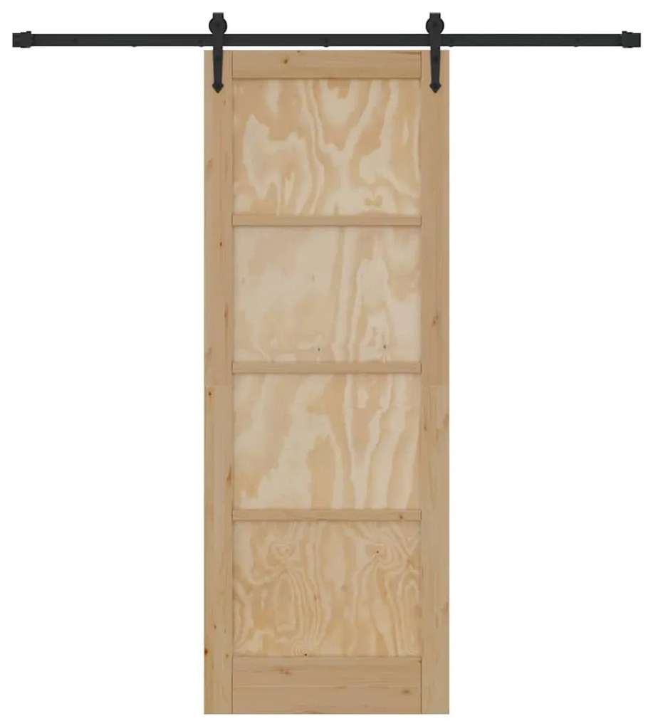 Porta Deslizante vidaXL com Conjunto de Ferragens 78x211 cm Madeira Só