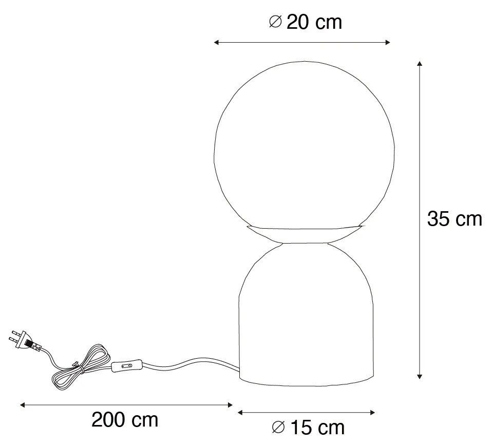 Candeeiro de mesa Hotel Chic bronze escuro com vidro transparente - Pallon Trend