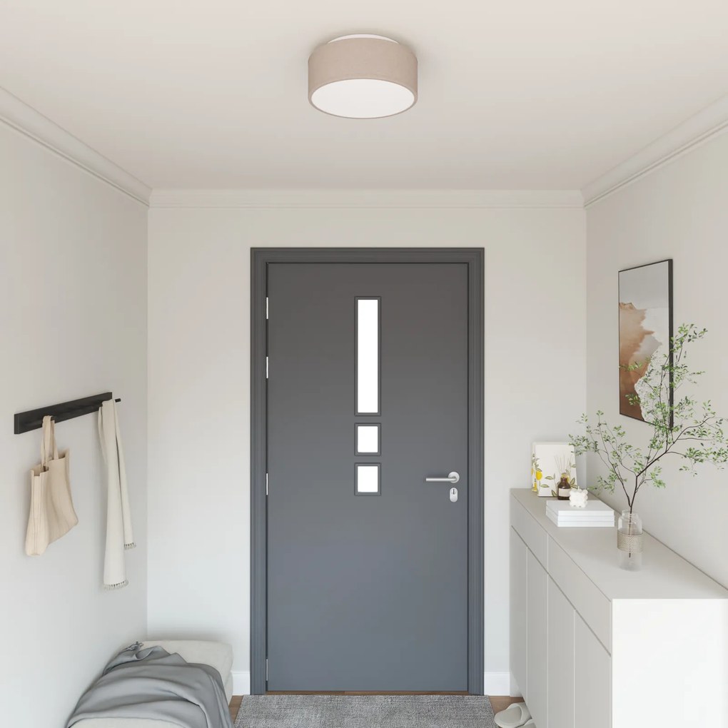 vidaXL Luz de Teto Embutida Taupe 30 cm Tecido E27