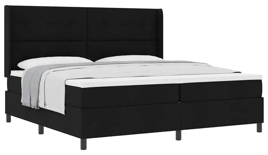 Cama com Estrado e Colchão Preto 200x200 cm Tecido