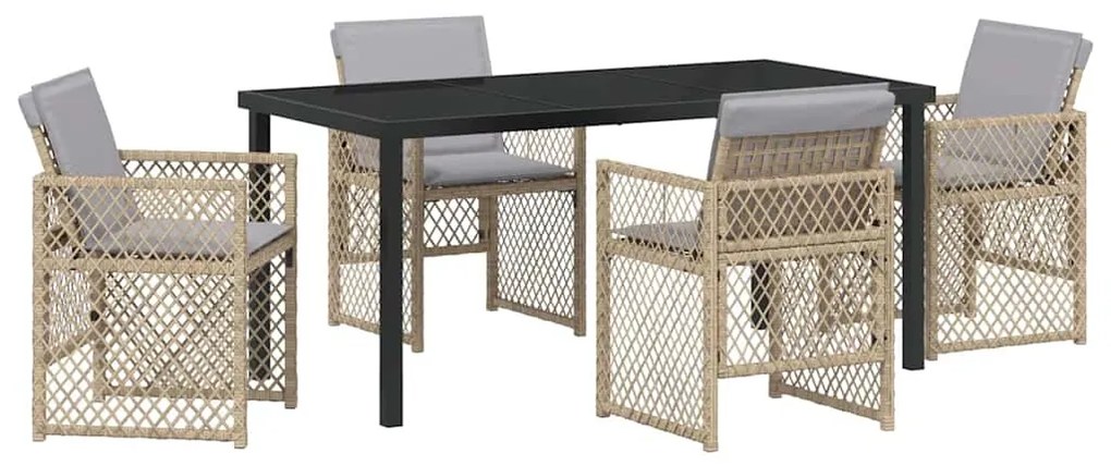 Conjunto de Jantar de Jardim vidaXL 5 Peças com Almofadas Bege Polirat