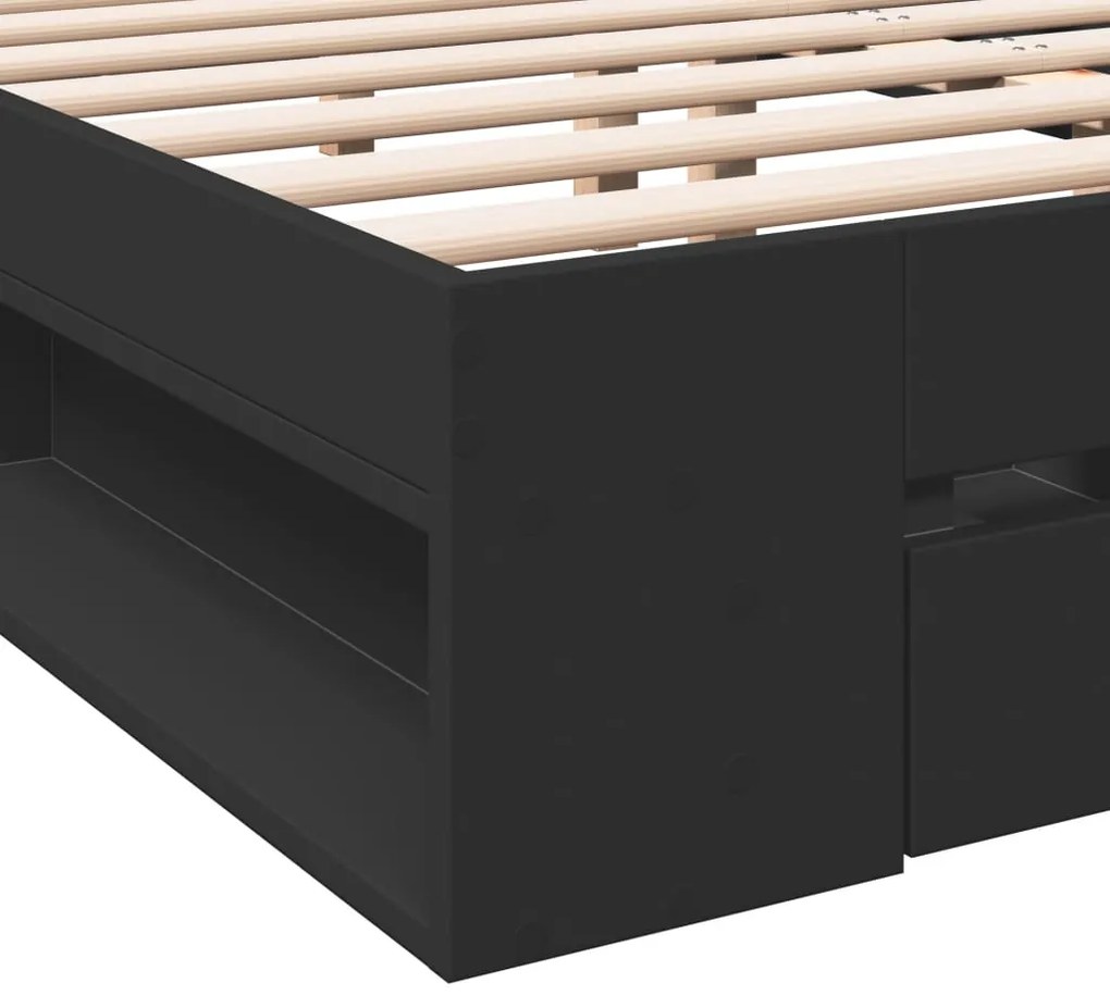Estrutura de cama c/ gavetas 180x200 cm derivados madeira preto