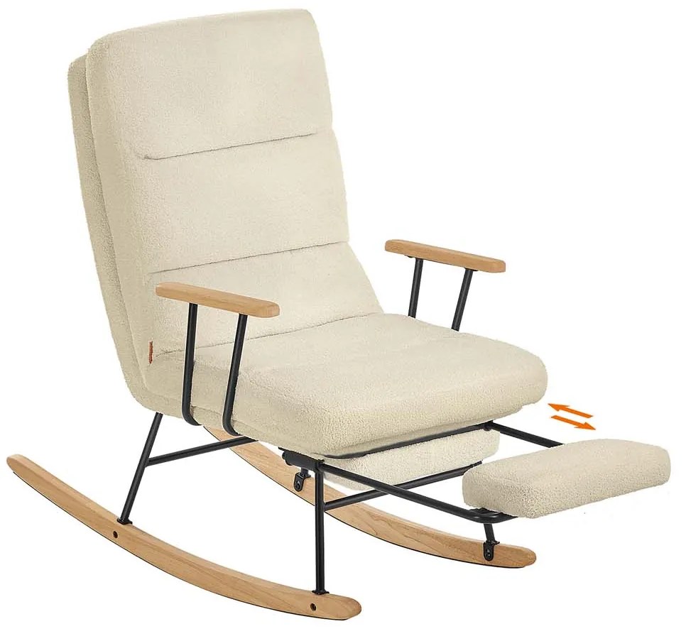 Cadeira de baloiço ajustável com pés em madeira de borracha castanho camelo