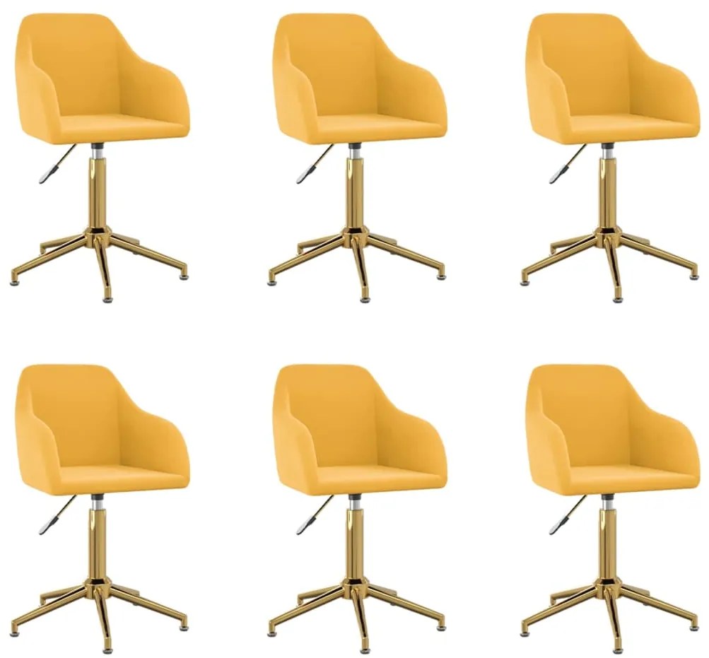 vidaXL Cadeiras de jantar giratórias 6 pcs veludo amarelo