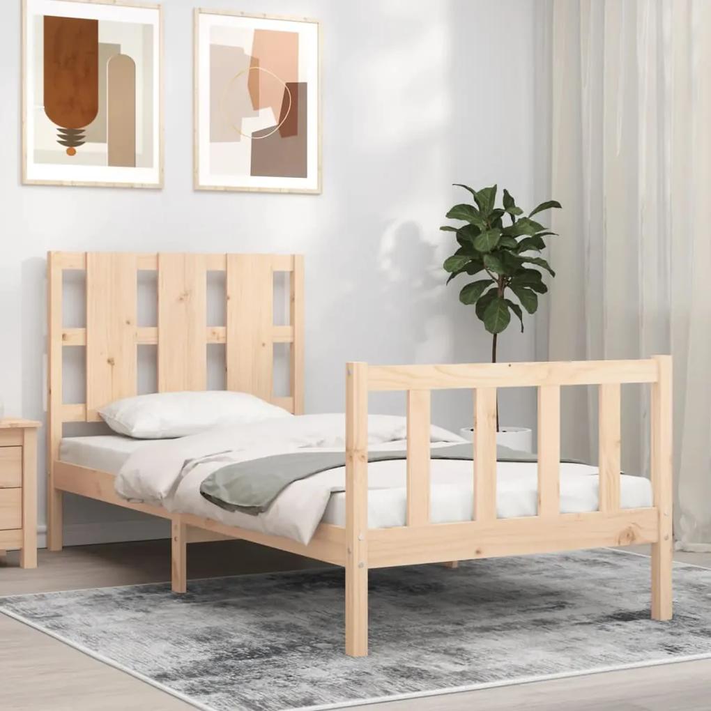 3192221 vidaXL Estrutura de cama com cabeceira 100x200 cm madeira maciça