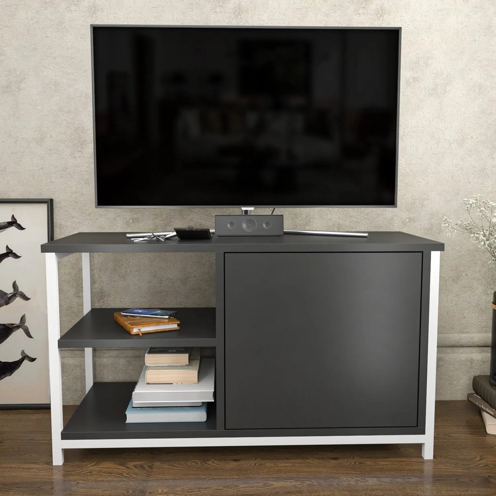 Móvel TV Muskegon – Branco Antracite – 89,6 x 35,3 x 50,8 cm