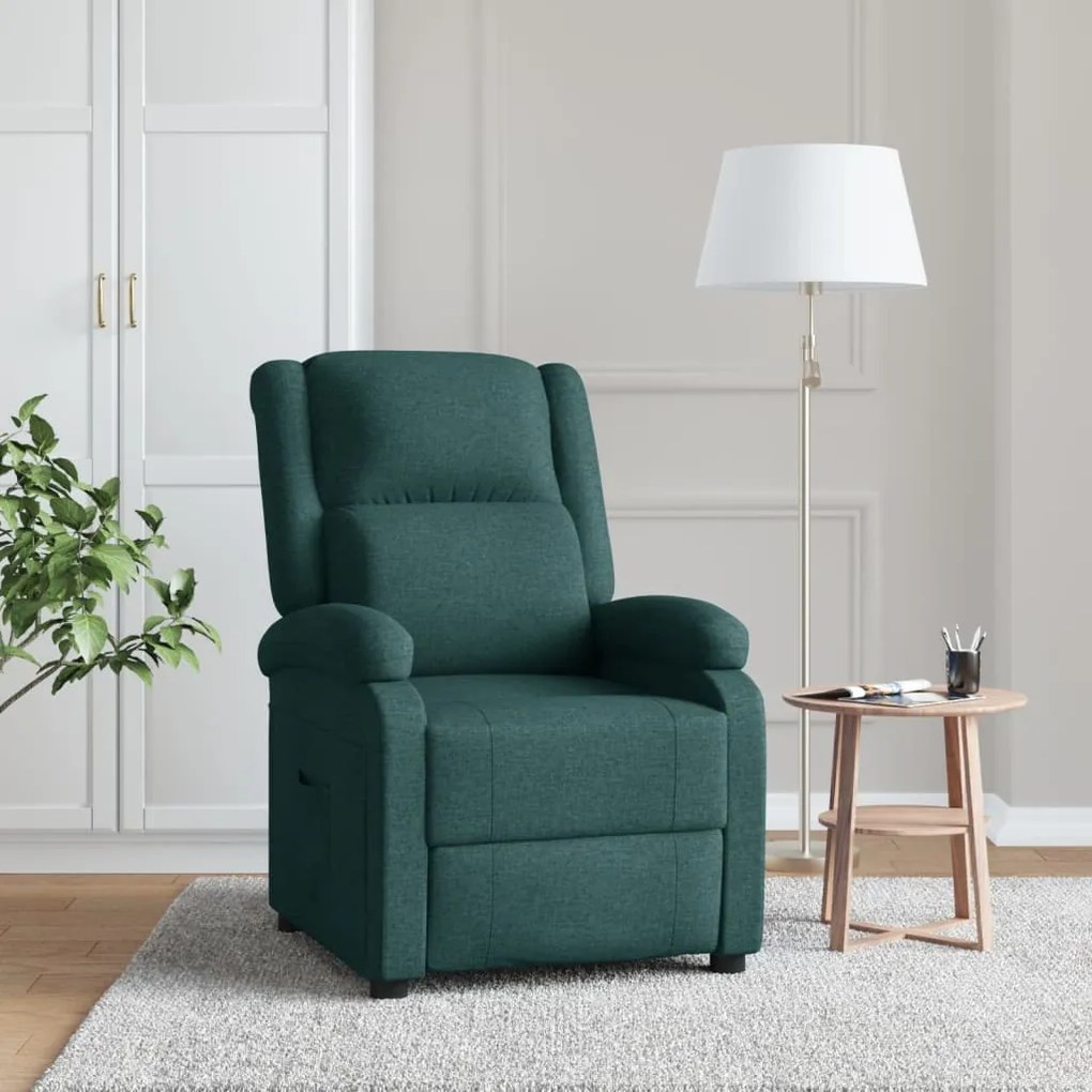 Poltrona reclinável tecido verde-escuro