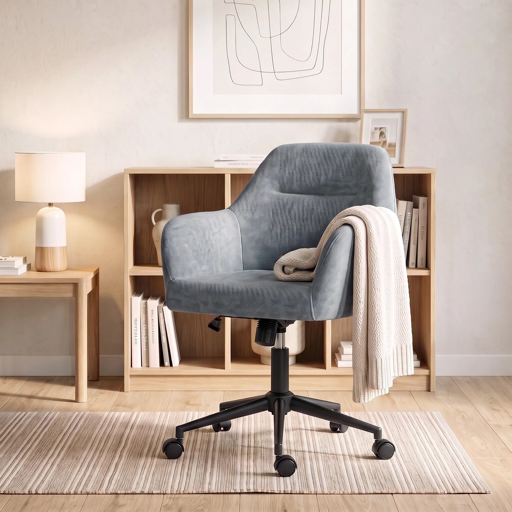 Cadeira de Escritório Ergonómica, 57 x 57 x 93 cm, Altura Regulável, Azul