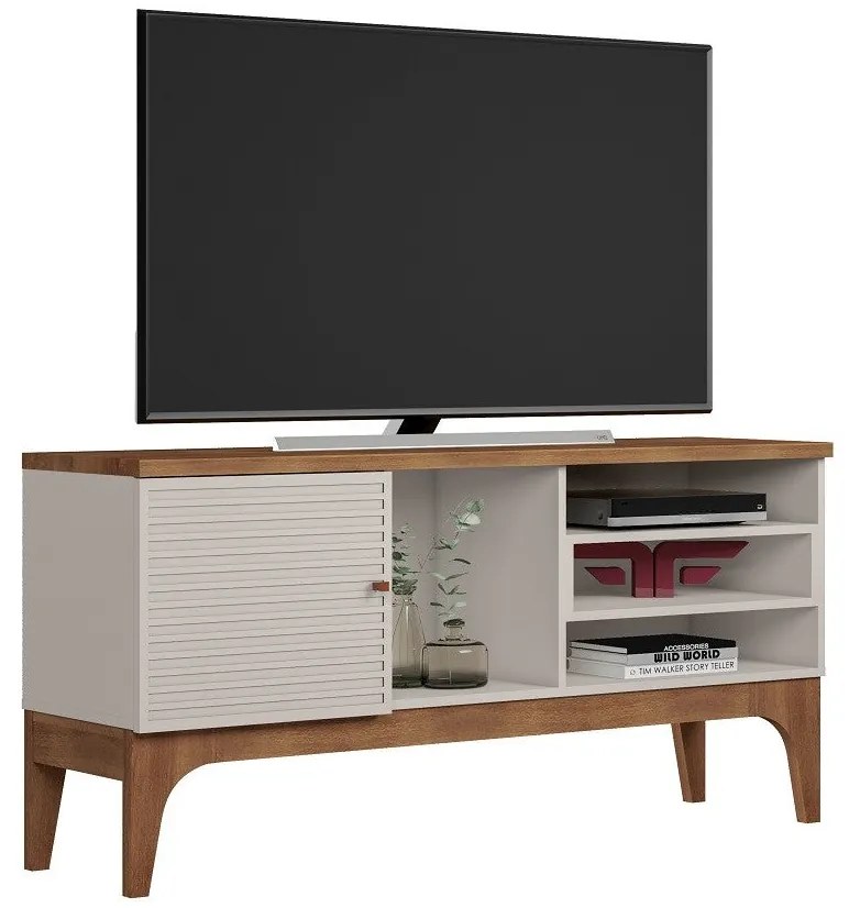 Móvel TV LISBOA – 136x36,5x67,3 cm – MDP Casca de Ovo e Matte com Port
