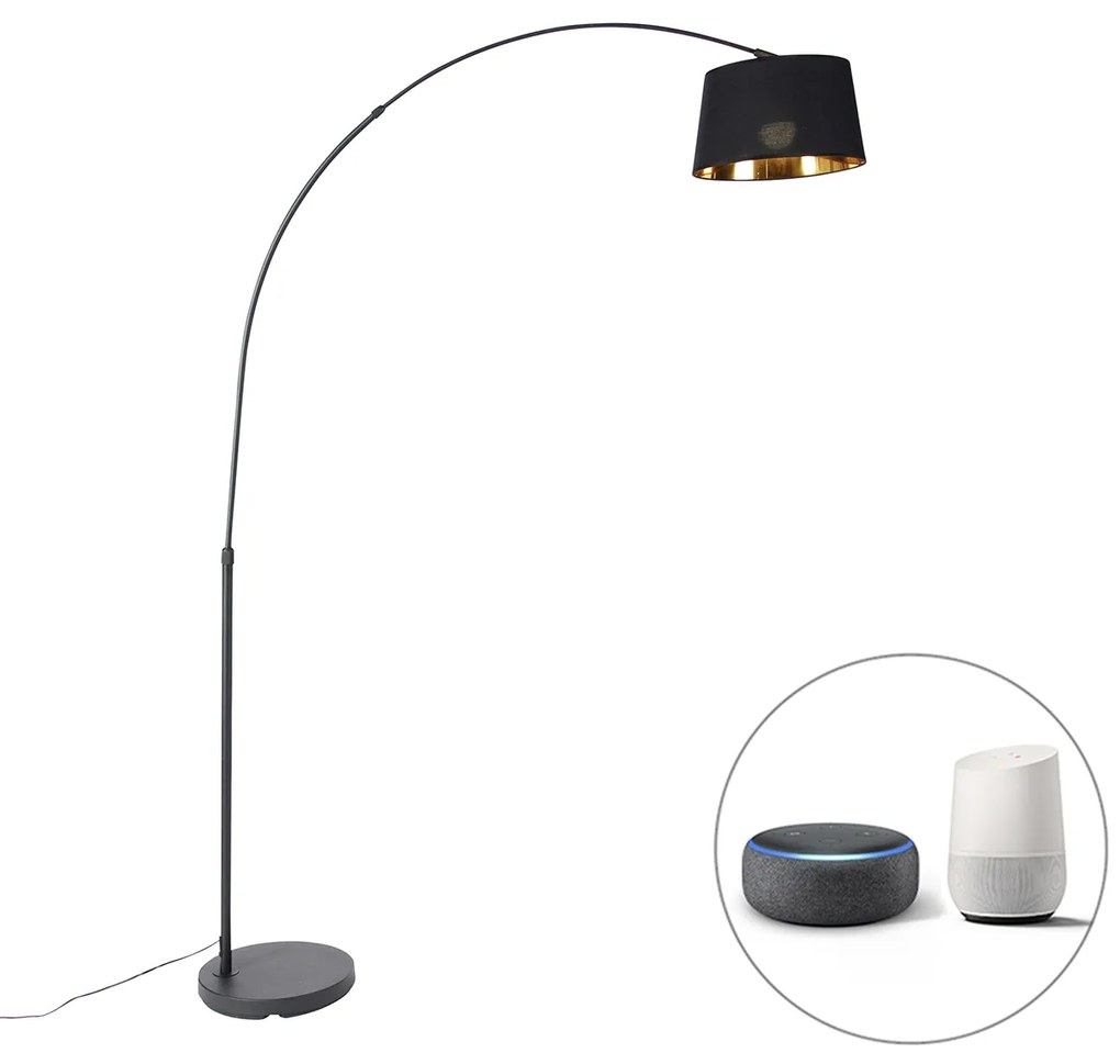 LED Candeeiro de Arco Inteligente Preto com Dourado incl. Wifi A60 - Arc Basic Moderno